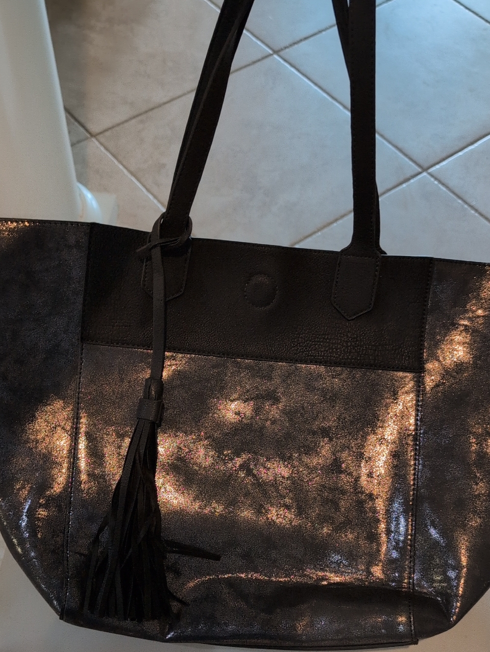 Metallic Black and PewterTote Bag By Madison West
